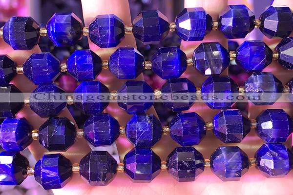 CCB1027 15 inches 11*12mm faceted blue tiger eye beads