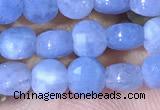 CCB1033 15 inches 4mm faceted coin aquamarine beads