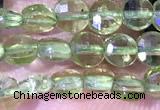 CCB1037 15 inches 4mm faceted coin peridot beads