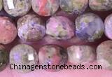 CCB1059 15 inches 4mm faceted coin unakite beads