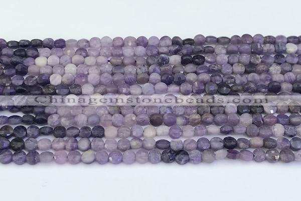 CCB1146 15 inches 4mm faceted coin sugilite beads