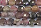 CCB1148 15 inches 4mm faceted coin tourmaline beads