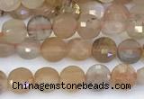 CCB1157 15 inches 4mm faceted coin sunstone beads