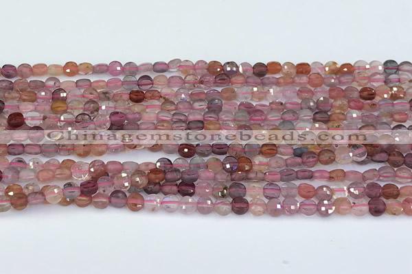 CCB1160 15 inches 4mm faceted coin pink spinel beads