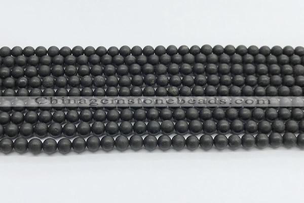 CCB1185 15 inches 4mm round matte shungite gemstone beads