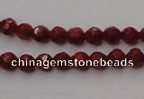 CCB120 15.5 inches 3mm faceted round red coral beads wholesale