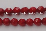 CCB121 15.5 inches 5mm faceted round red coral beads wholesale