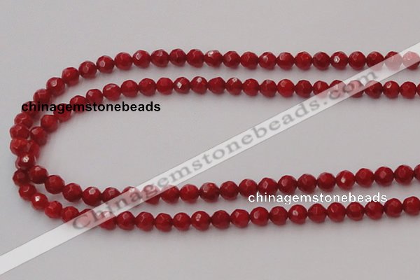 CCB121 15.5 inches 5mm faceted round red coral beads wholesale