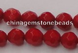 CCB122 15.5 inches 6mm faceted round red coral beads wholesale