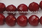 CCB124 15.5 inches 8mm faceted round red coral beads wholesale