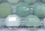 CCB1306 15 inches 9mm - 10mm faceted amazonite beads