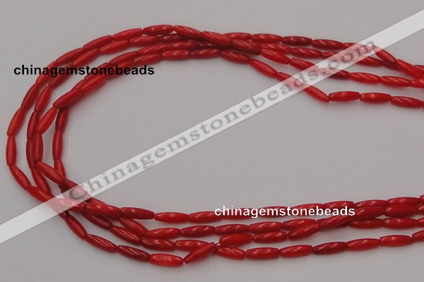 CCB131 15.5 inches 3*9mm rice red coral beads strand wholesale