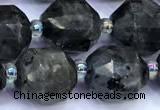 CCB1310 15 inches 9mm - 10mm faceted black labradorite beads