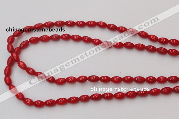 CCB133 15.5 inches 5*7mm rice red coral beads strand wholesale