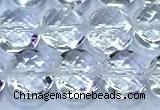 CCB1330 15 inches 8mm faceted coin white crystal beads