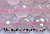 CCB1332 15 inches 8mm faceted coin rose quartz beads