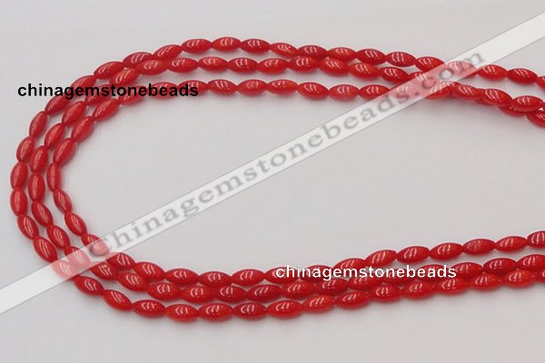 CCB134 15.5 inches 4*8mm rice red coral beads strand wholesale