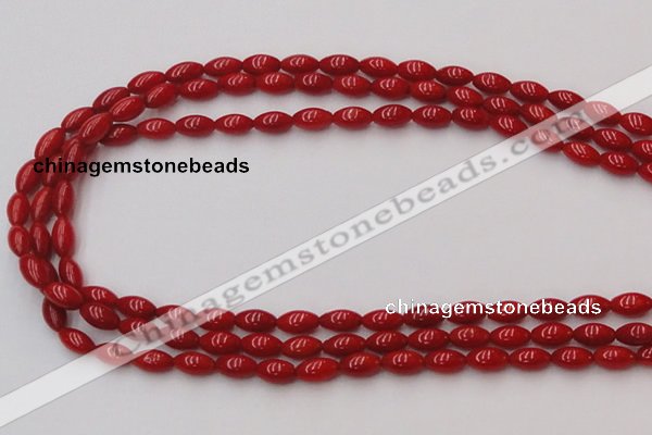 CCB135 15.5 inches 5*8mm rice red coral beads strand wholesale