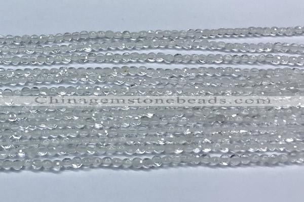 CCB1350 15 inches 2.5mm faceted coin white crystal beads