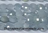 CCB1368 15 inches 4mm faceted coin aquamarine beads