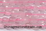 CCB1371 15 inches 4mm faceted coin rose quartz beads