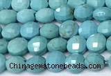 CCB1386 15 inches 4mm faceted coin turquoise beads