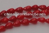 CCB139 15.5 inches 4*6mm teardrop red coral beads wholesale