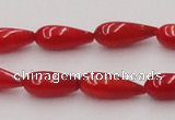 CCB141 15.5 inches 5*11mm teardrop red coral beads wholesale