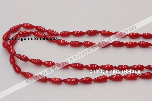 CCB141 15.5 inches 5*11mm teardrop red coral beads wholesale