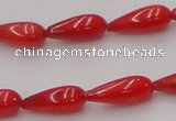 CCB142 15.5 inches 5*12mm teardrop red coral beads wholesale