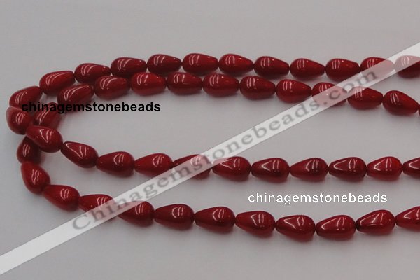 CCB144 15.5 inches 7*11mm teardrop red coral beads wholesale