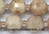 CCB1463 15 inches 9mm - 10mm faceted sunstone beads