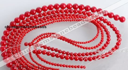 CCB15 5pcs 15.5 inches round shape red coral beads Wholesale