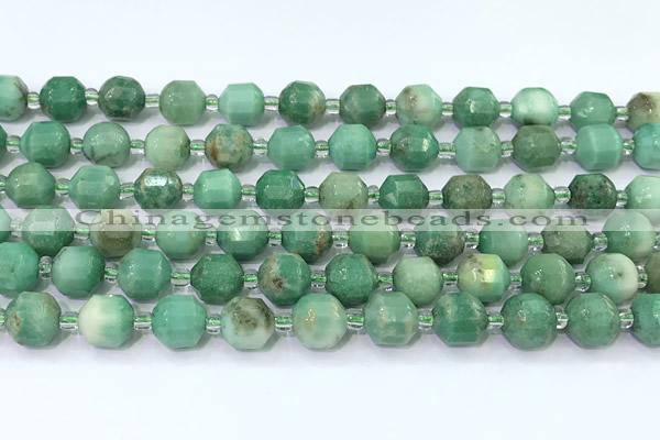 CCB1503 15 inches 7mm - 8mm faceted green grass agate beads