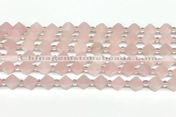 CCB1602 15 inches 10mm faceted rose quartz beads