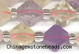 CCB1606 15 inches 10mm faceted mixed quartz beads