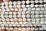 CCB1700 15 inches 6mm faceted coin Angolan white quartz beads
