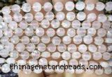 CCB1702 15 inches 6mm faceted coin rose quartz beads