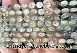 CCB1708 15 inches 6mm faceted coin green rutilated quartz beads