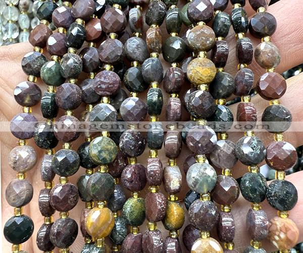 CCB1742 15 inches 6mm faceted coin ocean agate beads