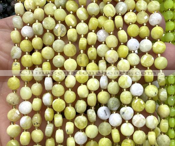 CCB1773 15 inches 6mm faceted coin butter jade beads