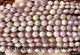 CCB1780 15 inches 6mm faceted coin pink wooden jasper beads
