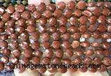CCB1781 15 inches 6mm faceted coin red jasper beads