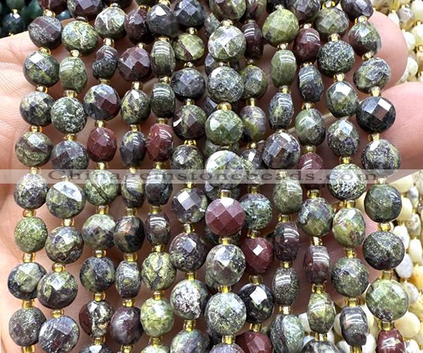 CCB1785 15 inches 6mm faceted coin dragon blood jasper beads