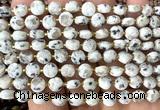 CCB1787 15 inches 6mm faceted coin sesame jasper beads