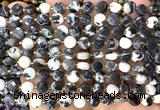 CCB1800 15 inches 6mm faceted coin black & white jasper beads