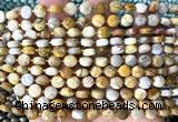 CCB1816 15 inches 6mm faceted coin fossil coral beads