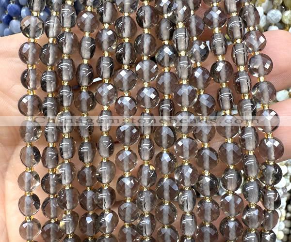 CCB1824 15 inches 6mm faceted coin ice obsidian beads