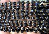 CCB1825 15 inches 6mm faceted coin black obsidian beads