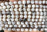 CCB1834 15 inches 6mm faceted coin white moonstone beads